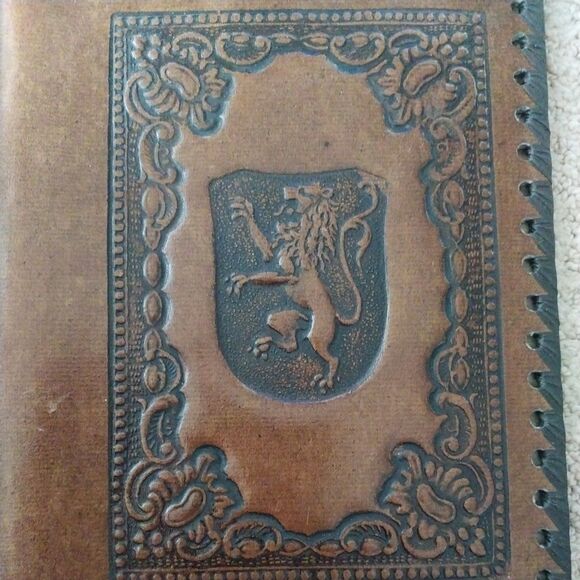 Rare 1930s Italian Leather Portfolio Book Cover Embossed Lion Emblem 8” - Picture 9 of 15